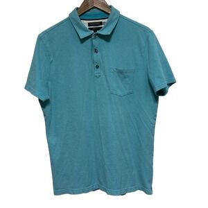 Banana Republic Polo Shirt Mens L Bright Blue Performance Pique Standard Fit